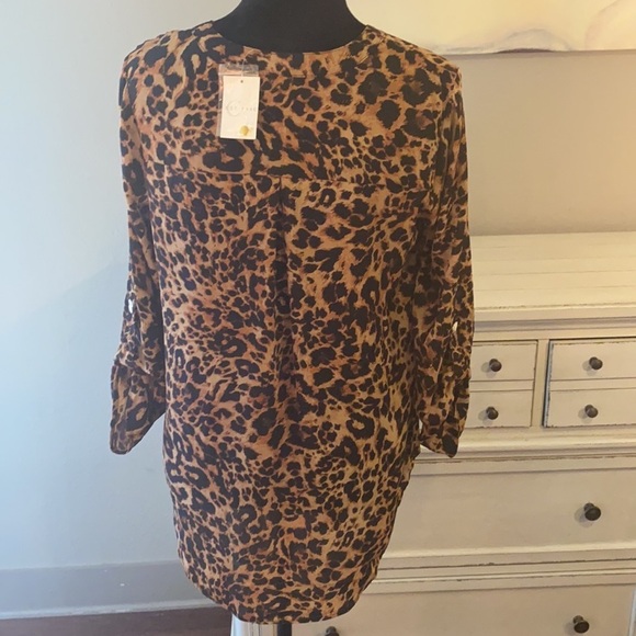 CATO Est. 1946 leopard animal print blouse gold metal SMALL - Picture 3 of 14